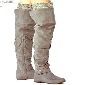 Flat boots, Dark Grey, size 10